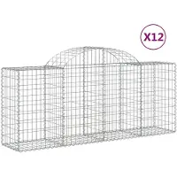 vidaXL Gabions avec arc surélevé 12 pcs. 200x50x80/100cm Fer galvanisé