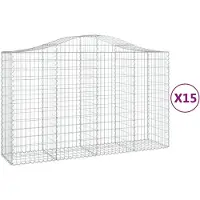 vidaXL Gabions avec arc surélevé 15pcs 200x50x120/140cm Fer galvanisé
