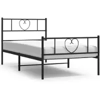 vidaXL Cadre de lit avec tête et pied de lit en métal noir 75x190 cm