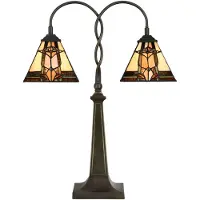 Clayre & Eef Lampe de table Tiffany 48x66 cm Beige Marron Verre