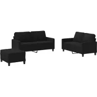 vidaXL Ensemble de canapés 3 pièces avec coussins Tissu noir
