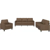 vidaXL Ensemble de canapés 3 pièces avec coussins Tissu brun
