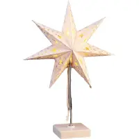 Hi Standleuchte mit Papierstern "silberne Schneeflocken" warmweiß 412552 4034127762189
