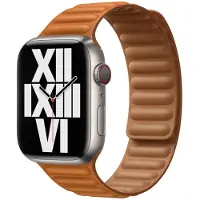 Apple Bracelet Leather Link Watch | 44/45/46/49 mm - Taille S/M - Golden Brown