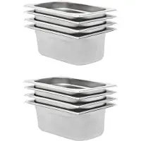 vidaXL Récipients Gastronorm 8 pcs. GN 1/4 100 mm acier inoxydable