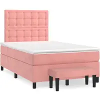 vidaXL Lit boxspring avec matelas rose 120x200 cm velours