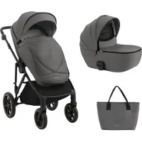 Kikkaboo Poussette Thea 2 en 1 roues EVA poignée de poussée réglable nacelle grise