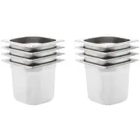 vidaXL Récipients Gastronorm 8 pcs. GN 1/6 150 mm acier inoxydable