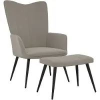vidaXL Fauteuil relax avec pouf gris clair velours