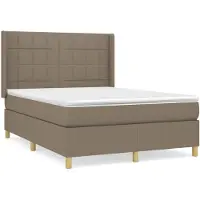vidaXL Lit boxspring avec matelas Taupe 140x190 cm Tissu