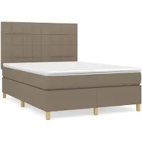 vidaXL Lit boxspring avec matelas Taupe 140x200 cm Tissu