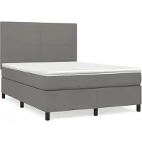 vidaXL Lit boxspring avec matelas gris foncé 140x190 cm Tissu