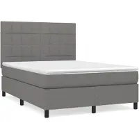 vidaXL Lit boxspring avec matelas gris foncé 140x200 cm Tissu