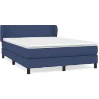 vidaXL Lit boxspring avec matelas bleu 140x200 cm Tissu
