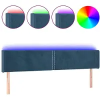 vidaXL Tête de lit LED bleu foncé 203x16x78/88 cm velours