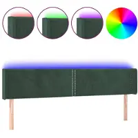 vidaXL Tête de lit LED vert foncé 203x16x78/88 cm velours