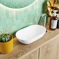 Mondiaz POOLE vasque - 30x18x8cm - ovale - à poser - Solid Surface talc M82001TalcTalc