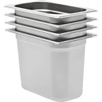 vidaXL Bacs Gastronorm, lot de 4, GN 1/4, 200 mm, acier inoxydable