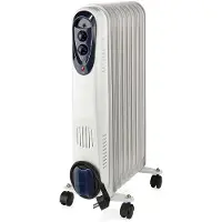 Nedis Radiateur mobile d'huile | 800 / 1200 / 2000 W | 9 Fins | Thermostat réglable | 3 Réglages de Chaleur | Protection contre les chutes | Blanc