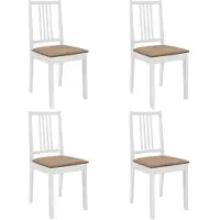 vidaXL Chaises de salle à manger avec coussins 4 pcs. Blanc Bois massif
