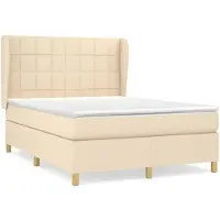vidaXL Lit boxspring avec matelas Crème 140x190 cm Tissu