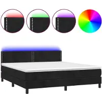 vidaXL Lit boxspring avec matelas & LED noir 180x200 cm velours