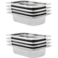 vidaXL Récipients Gastronorm 8 pcs. GN 1/4 65 mm acier inoxydable