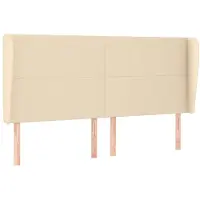 vidaXL Tête de lit avec oreilles Crème 183x23x118/128 cm Tissu