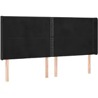 vidaXL Tête de lit avec oreilles noir 203x16x118/128 cm velours