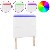 vidaXL Tête de lit LED blanc 100x5x118/128 cm similicuir