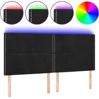 vidaXL LED Tête de lit noir 200x5x118/128 cm velours