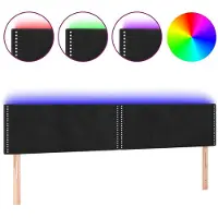vidaXL LED Tête de lit noir 200x5x78/88 cm velours