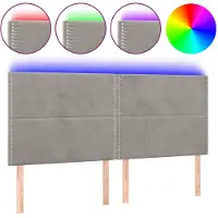 vidaXL Tête de lit LED gris clair 200x5x118/128 cm velours