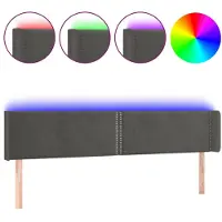 vidaXL Tête de lit LED gris foncé 183x16x78/88 cm velours