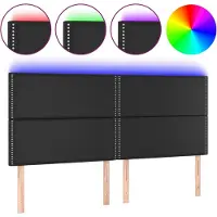 vidaXL Tête de lit LED noir 200x5x118/128 cm similicuir