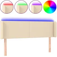 vidaXL Tête de lit LED Crème 147x16x78/88 cm Tissu