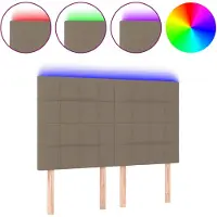 vidaXL Tête de lit LED Taupe 144x5x118/128 cm Tissu