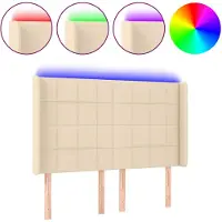 vidaXL Tête de lit LED Crème 147x16x118/128 cm Tissu