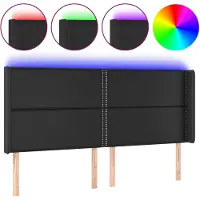 vidaXL Tête de lit LED noir 183x16x118/128 cm similicuir