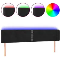 vidaXL LED Tête de lit noir 183x16x78/88 cm velours