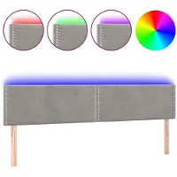 vidaXL Tête de lit LED gris clair 200x5x78/88 cm velours
