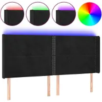 vidaXL Tête de lit LED noir 183x16x118/128 cm velours