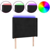 vidaXL Tête de lit LED noir 103x16x118/128 cm velours