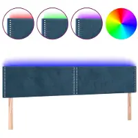 vidaXL Tête de lit LED bleu foncé 200x5x78/88 cm velours