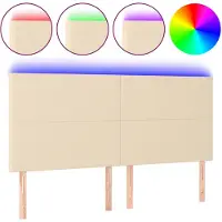vidaXL Tête de lit LED Crème 160x5x118/128 cm Tissu