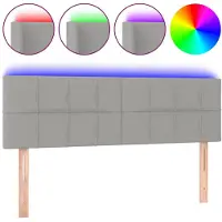 vidaXL Tête de lit LED gris clair 144x5x78/88 cm Tissu