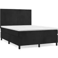 vidaXL Lit boxspring avec matelas noir 140x200 cm velours