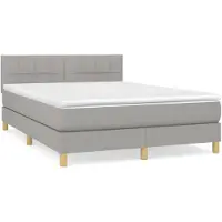 vidaXL Lit boxspring avec matelas gris clair 140x190 cm Tissu