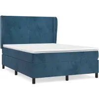 vidaXL Lit boxspring avec matelas bleu foncé 140x190 cm velours