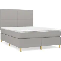 vidaXL Lit boxspring avec matelas gris clair 140x190 cm Tissu